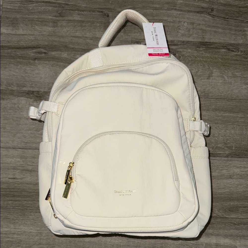 Isaac Mizrahi Cream Backpack with Gold Hardware